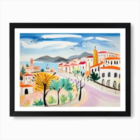 Ancona Italy Cute Watercolour Illustration 2 Art Print