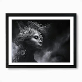 Celestial Whsipers Abstract Black And White 7 Art Print