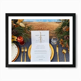 A Detailed Close Up Illustration Captures An Autumnal Table Setting Festive Dinner Arrangement Taki (3) Art Print