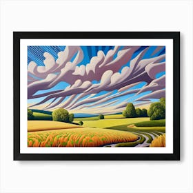 Clouds Over A Field Abstract Art Print