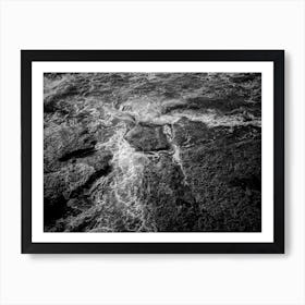 White Sea Foam And Black Rocks Surface 2 Art Print