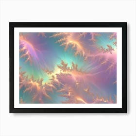 Abstract Pattern With Delicate White And Gold Swirling Lines, Reminiscent Of A Natural Pattern Or Galaxy, On A Pastel Background Art Print