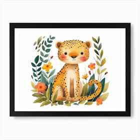 Little Floral Leopard 3 Art Print