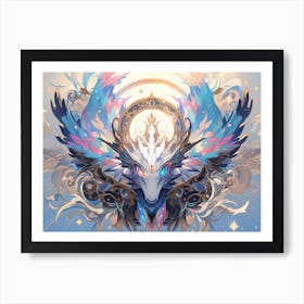 Mythical dragon fortress, aesthetic symmetry  Art Print