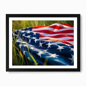 American Flag In The Grass Art Print