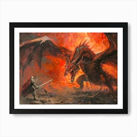 Dragon And A Knight Art Print