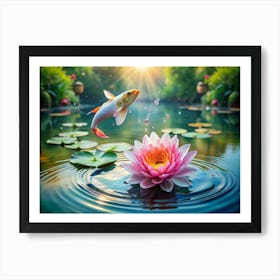 Nature Beneath The Lotus In A Tranquil Pond A (1) Art Print