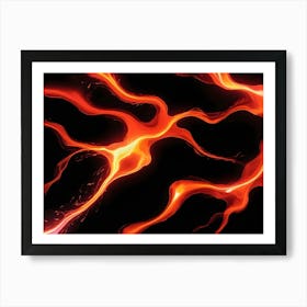 Abstract Background Of Fiery, Glowing Lines In Shades Of Orange And Red On A Black Background Art Print