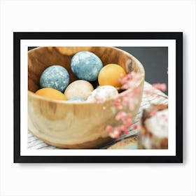 Easter Eggs In A Wooden Bowl Art Print