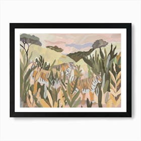 Tigers Tropical Jungle Illustration 1 Art Print