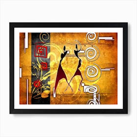 Tribal African Art Illustration In Painting Style 067 Art Print