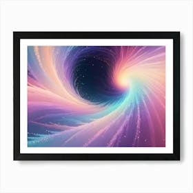 A Vibrant, Abstract Image Of A Swirling Galaxy With A Dark Center And Radiating, Pastel Colors Art Print