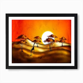 Tribal African Art Illustration In Painting Style 240 Art Print