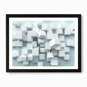 A Modern 3d Rendered Image Of White Cubes Protruding Art Print