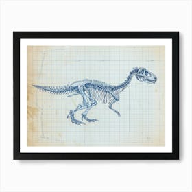 Compsognathus Dinosaur Skeleton Blueprint 1 Art Print