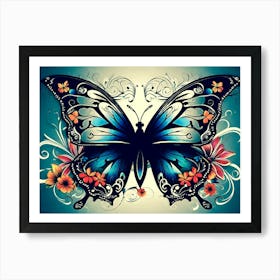 Butterfly With Flowers 5 Art Print