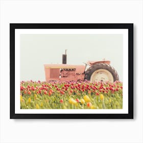 Tractor In Tulip Field Art Print