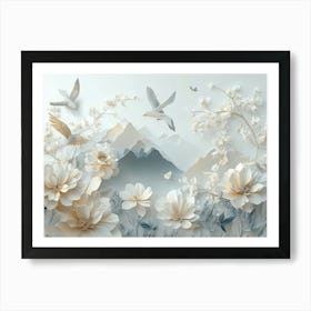3d Floral Light Simple Art Print