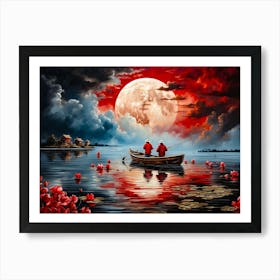 Full Moon with Fishermen Art Print