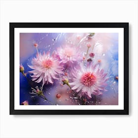 Pink Flowers With Water Droplets Art Print