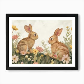 Floral Animal Illustration Rabbit 1 Art Print