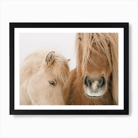 Beige Horses Art Print