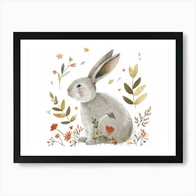 Little Floral Arctic Hare 6 Art Print