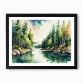 River watercolor Art Print