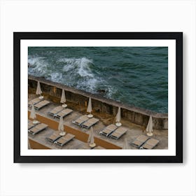 Seaside Sun Loungers And Parasols  Art Print