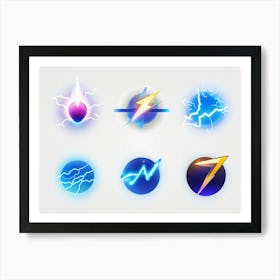 A Collection Of Modern Lightning And Energy Icons Dynamic Curves Emulating The Flow Of Electricity (7) Art Print