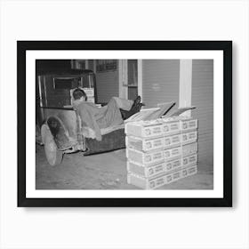 Tomato Peddler Asleep In Back Of His Truck At Early Morning Vegetable Market, San Antonio, Texas By Russell Lee Art Print