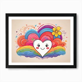 Heart With Rainbows Art Print