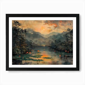 Sunset In The Jungle Art Print