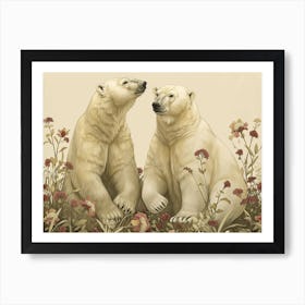 Floral Animal Illustration Polar Bear 4 Art Print