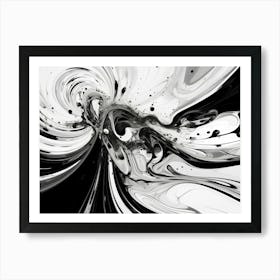 Oscillation Abstract Black And White 3 Art Print