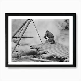 Oil Field Worker, Probing In Slush Pit, Kilgore, Texas By Russell Lee Art Print