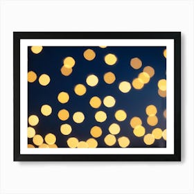 Abstract Background Featuring A Blurred, Defocused Effect Of Yellow Lights Against A Deep Blue Background Art Print