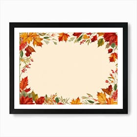 A Festive Thanksgiving Card Autum Leaves In Hues Of Burnt Orange Ripe Red Green And Sun Kissed Ye Art Print