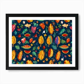 Tropical Fruit Seamless Pattern 1 Art Print