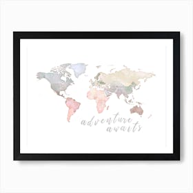 World Map Adventure Awaits No 221 Art Print