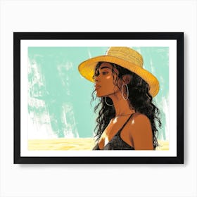 Illustration of an African American woman at the beach 32 Art Print