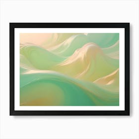 Abstract 3d Rendering Of A Flowing, Wave Like Landscape In Shades Of Green And Yellow, Evoking A Sense Of Nature, Movement, And Tranquility Art Print