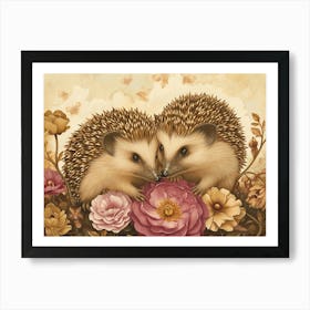 Floral Animal Illustration Hedgehog 7 Art Print