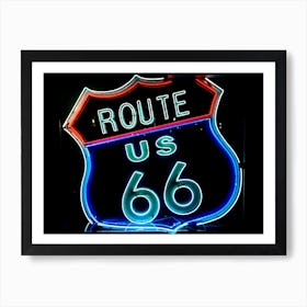 Route 66 Neon Sign Art Print