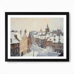 Edinburgh Town Winter Art Print