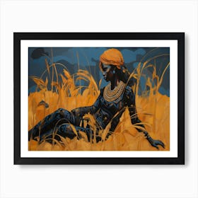 African Woman In Wheat Art Print