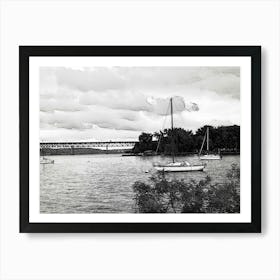 Boat on Hudson river Art Print