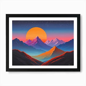 Sunset In The Mountains Art Print