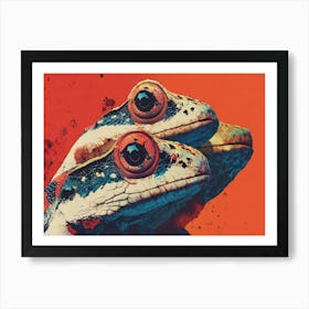 A Gang of Geckos Orange Art Print