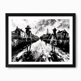 Two Girls Walking Down The Street Poster